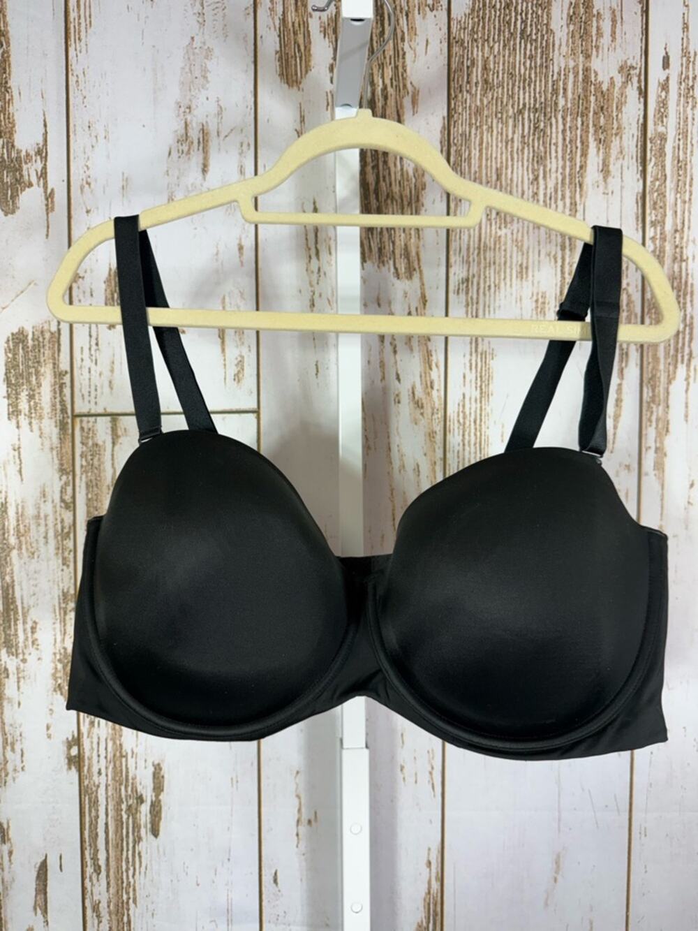 Cacique Black Smooth Lightly Lined Strapless Multiway Bra. Size 44F